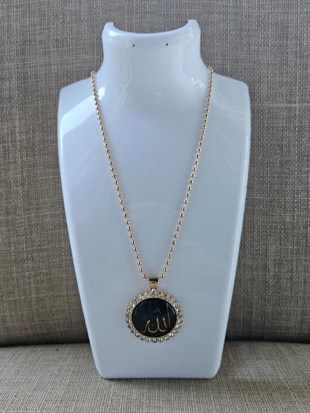ALLAH Pendant Necklace Cobochon Gold Tone Chain Fashion Jewelry Religious Islam - Picture 8 of 11